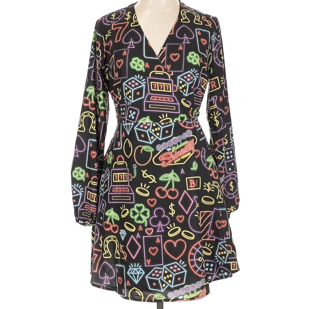 Vibrant Neon Patterned Long Sleeve Dress